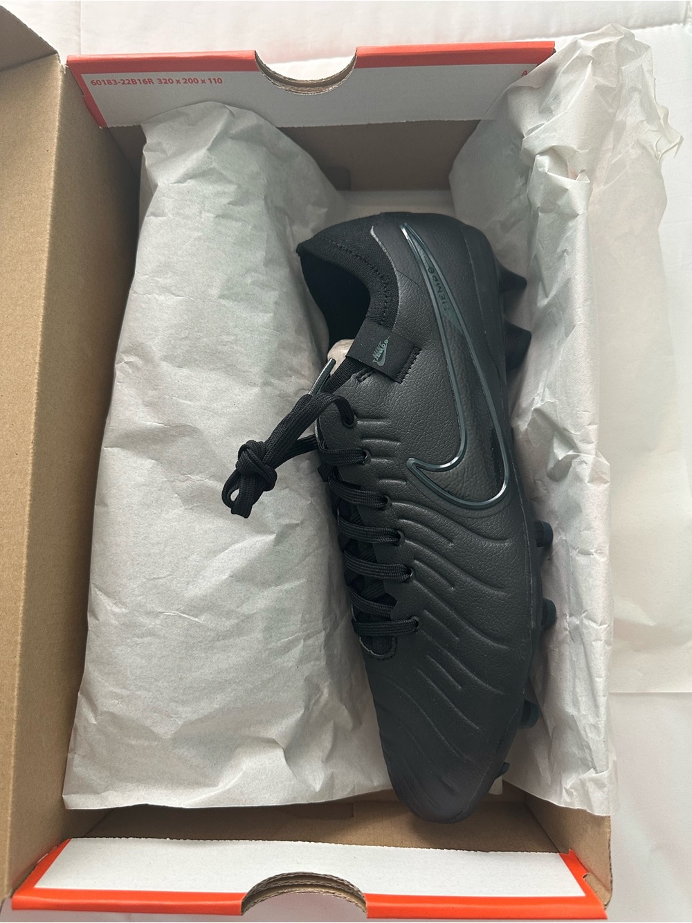 Nike Black Men's Tiempo Legend-Ground Soccer Cleat with Metallic Swoosh